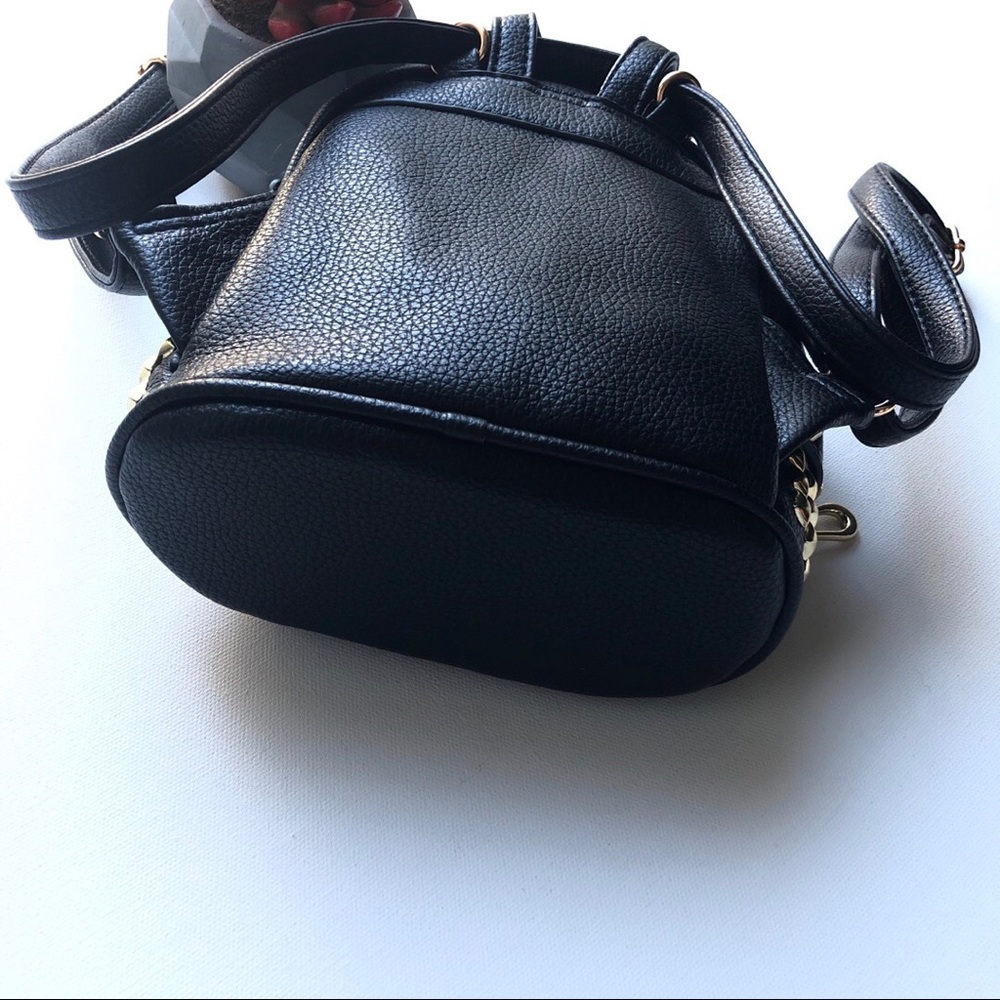 Black Vegan leather Mini backpack gold studs - Picture 6 of 8